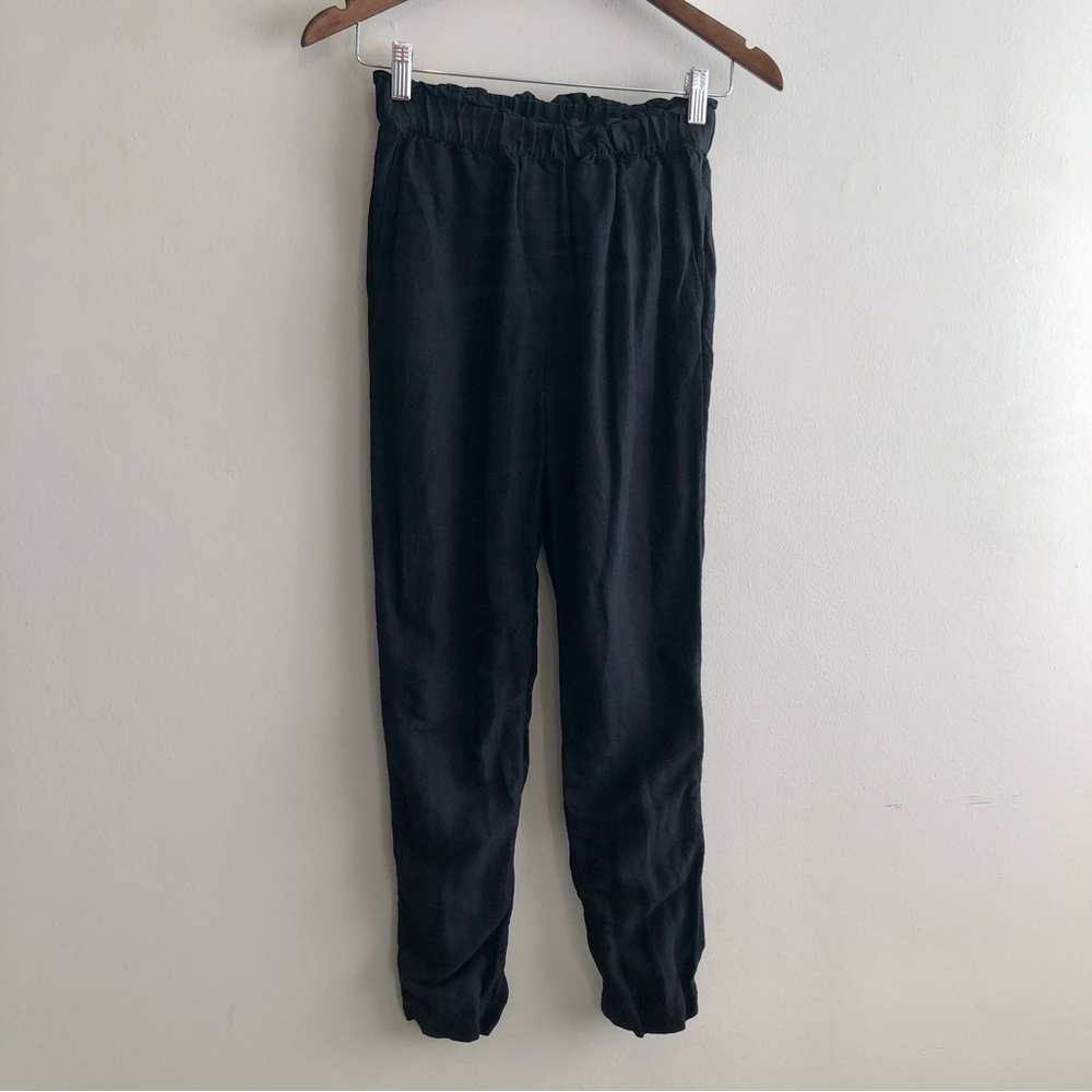 ✨$8 CLEAR-OUT✨ H&M Linen Loungewear High Waist Ankle Crop Joggers Pants Black